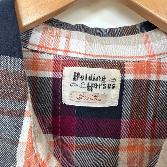 Holding Horses Anthropologie • Plaid Flannel Peplum Blouse - Picture 7 of 8